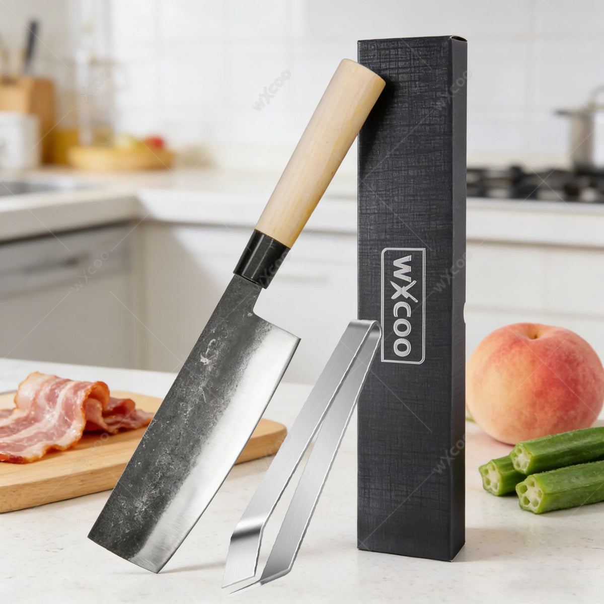 WXCOO 7.2" Nakiri Knife – 3-Layer Clad Japanese Kitchen Knife Japanese Kitchen Knife Axl Meat Cleaver