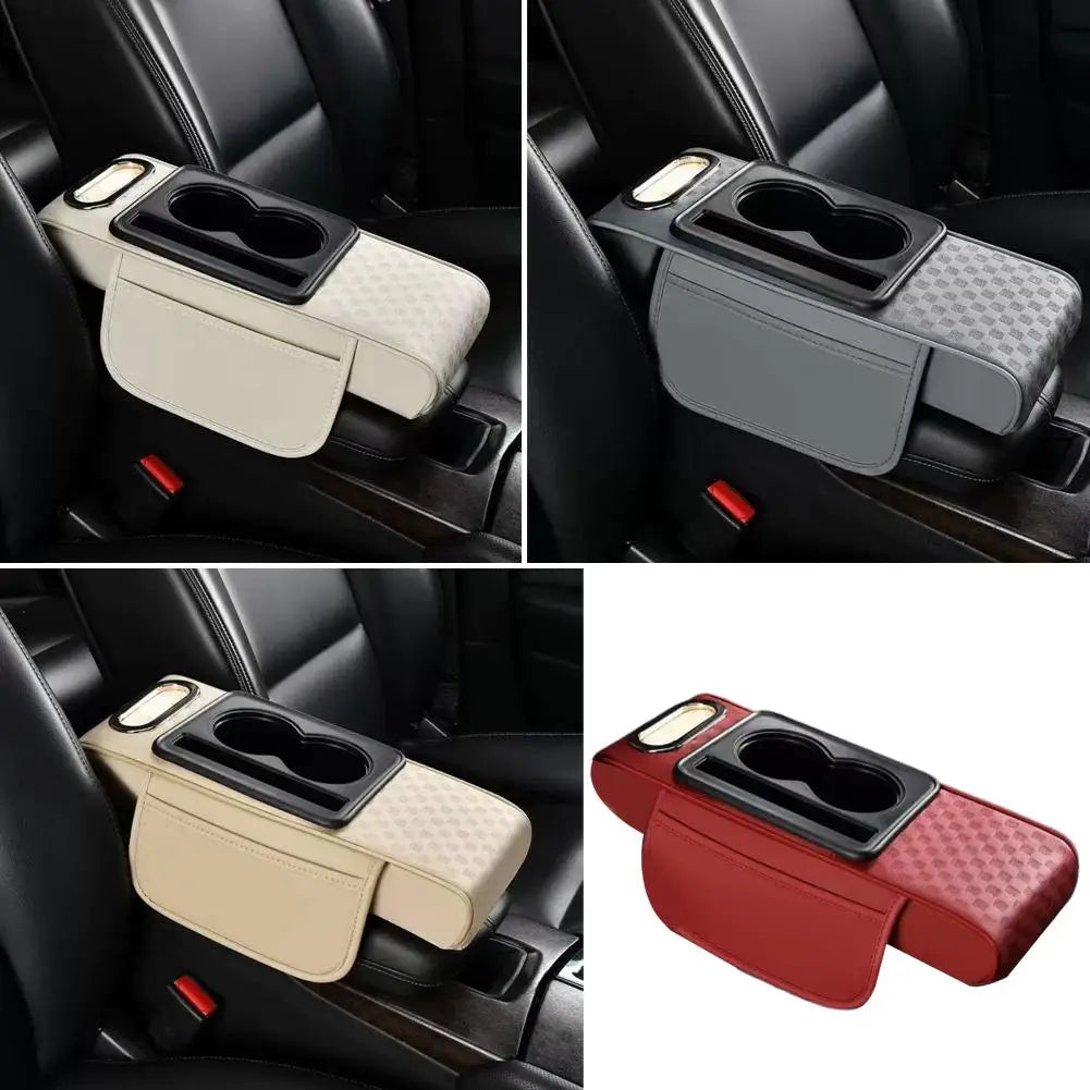 Car Armrest Cushion with Cup Holder & Tissue Pocket | Universal Car Armrest Cushion Axl