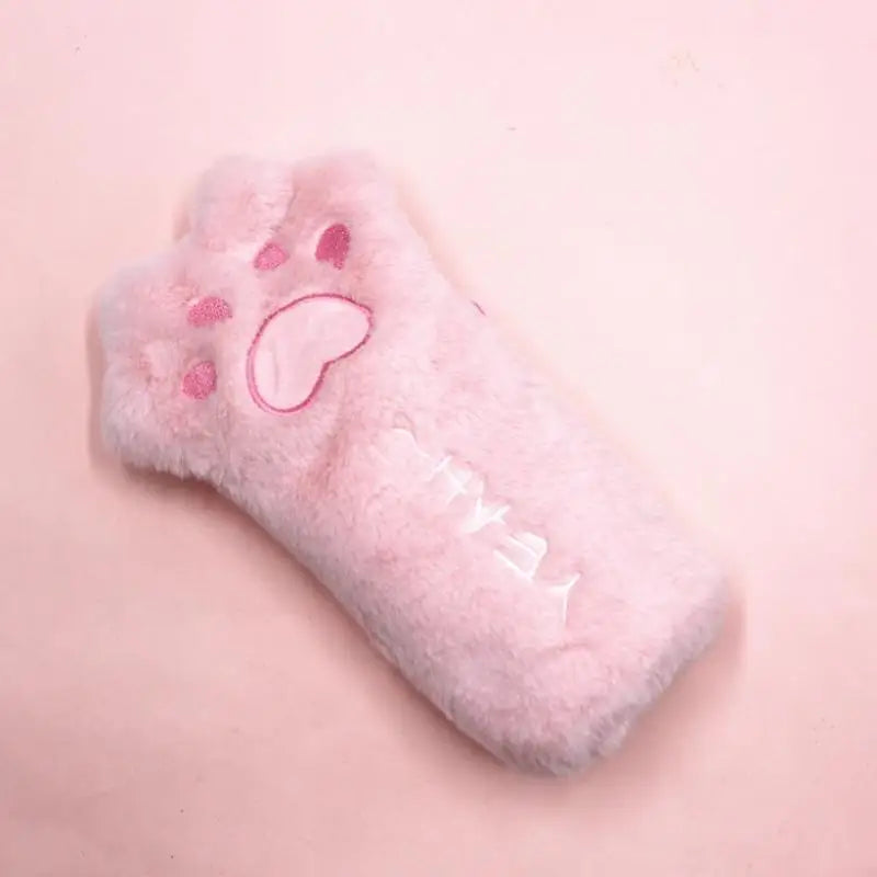 Cartoon Cat Paw Plush Pencil Case – Large Capacity Student Bag Plush Pencil Case Axl A4