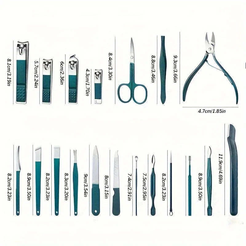 Professional Stainless Steel Manicure Set – 7-18 Piece Nail Kit Manicure Nail Kit Axl