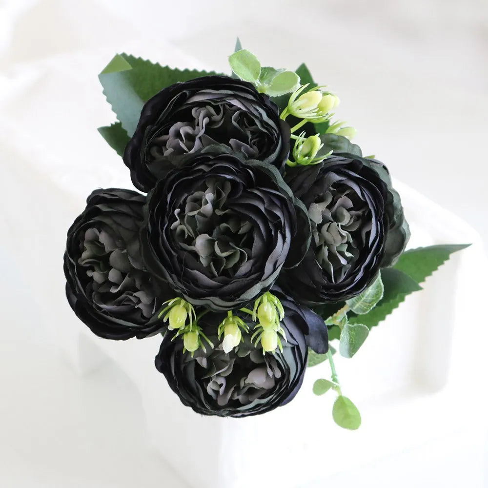 Silk Peony Artificial Flowers 30cm – Wedding & Home Décor Bouquet Artificial Flower Bouquet Axl black 1pc