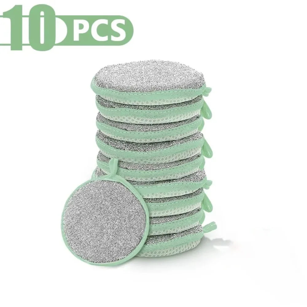 Double-Sided Dishwashing Sponge Scouring Pads | 3/5/10 Pack Kitchen Sponge Pad Axl green 10pcs