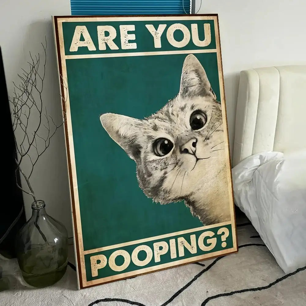 Funny Cat Canvas Wall Art – "Are You Pooping?" HD Print Poster Canvas Wall Art Axl