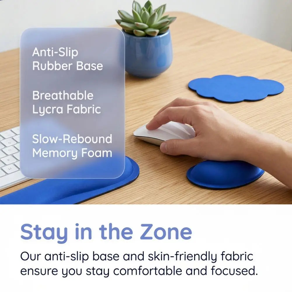 Cloud Shape Keyboard Wrist Rest Set – 3Pc Ergonomic Mouse Pad Wrist Rest Set Axl