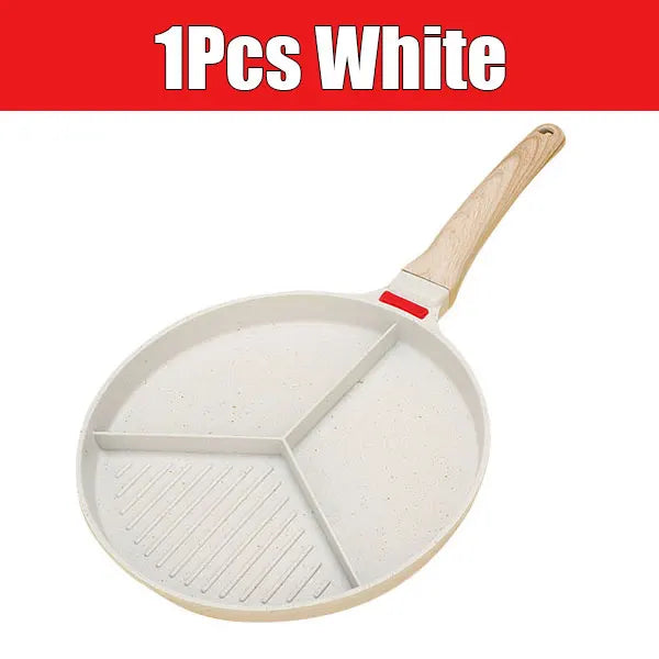 3-in-1 Nonstick Divided Frying Pan – Egg, Omelet & Grill Divided Nonstick Pan Axl White