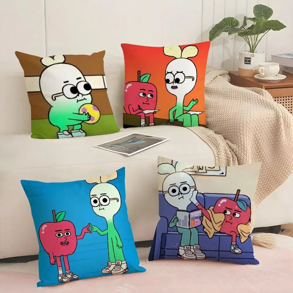 Anime Food Apples & Onions Linen Cushion Cover | Hidden Zipper Cushion Cover Axl