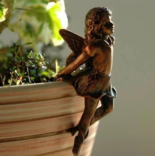 Fairy Angel Pot Hugger Resin Figurine – Garden Cup Hanger Garden Resin Figurine Axl