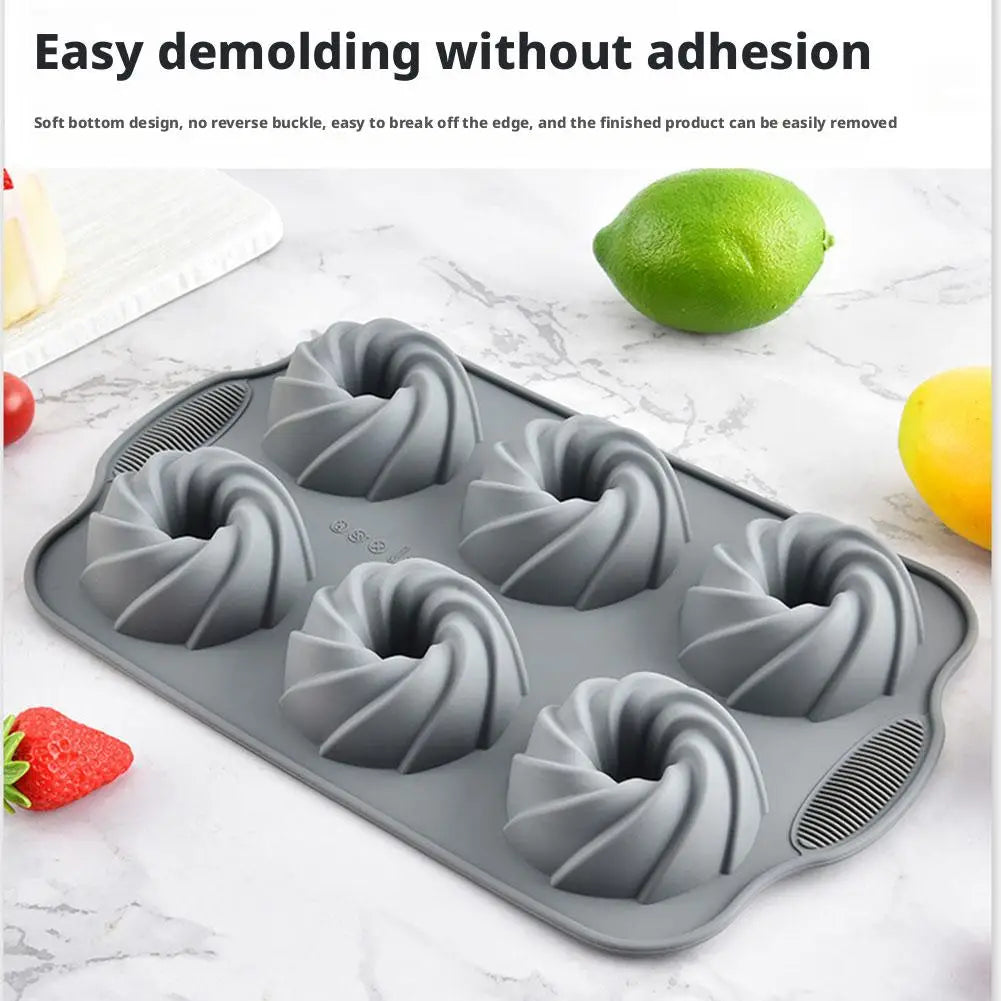 6-Cavity Silicone Donut Muffin Baking Mold – Non-Stick Pan Silicone Baking Mold Axl
