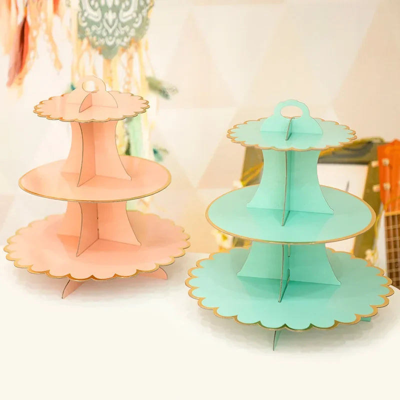 3-Layer Disposable Paper Cupcake & Dessert Stand for Parties Cupcake Dessert Stand Axl
