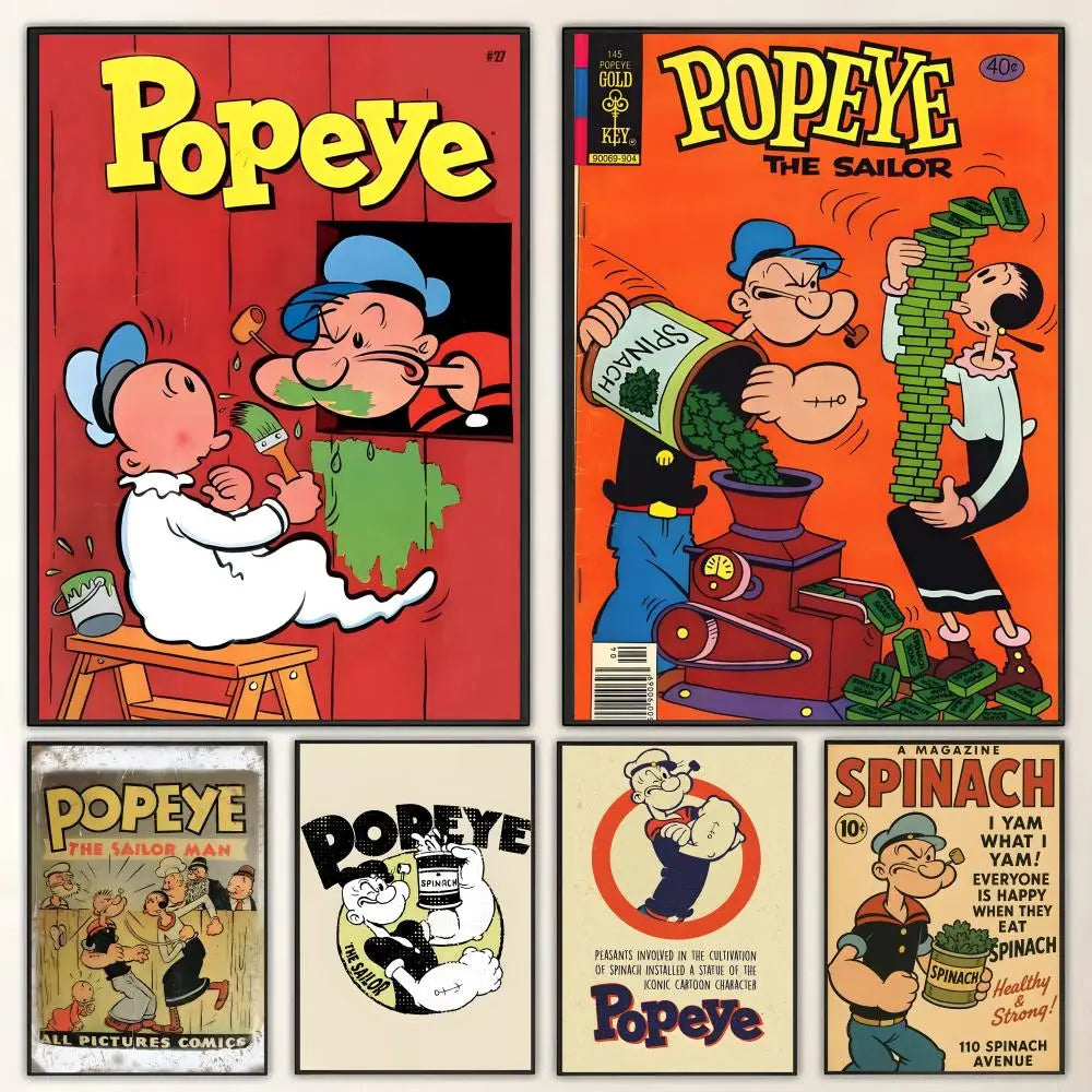 Cartoon Popeye HD Wall Poster – Waterproof Self-Adhesive Art Wall Art Poster Axl