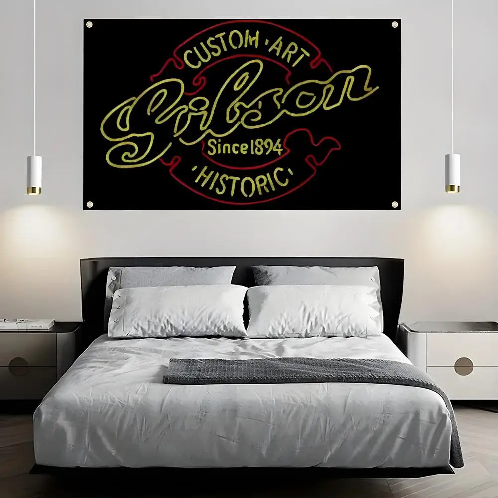 Gibson Band Flag – Indoor & Outdoor Wall Art Banner Decorative Wall Flag Axl