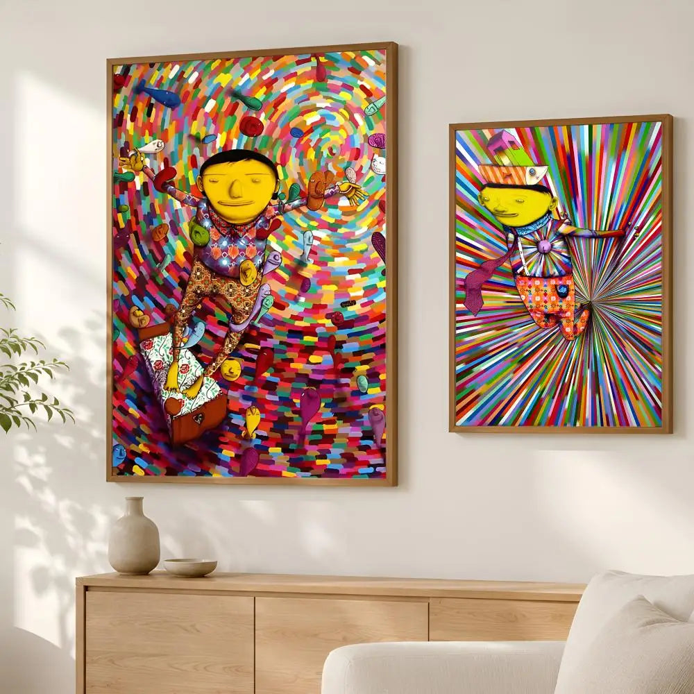 Os Gemeos Self-Stick HD PVC Wall Art Poster | Waterproof Decor Wall Art Poster Axl