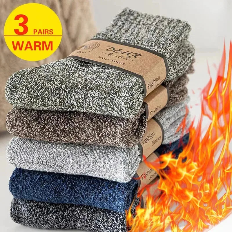 3 Pairs Men's Thermal Wool Socks – Hiking & Winter Snow Thermal Winter Socks Axl