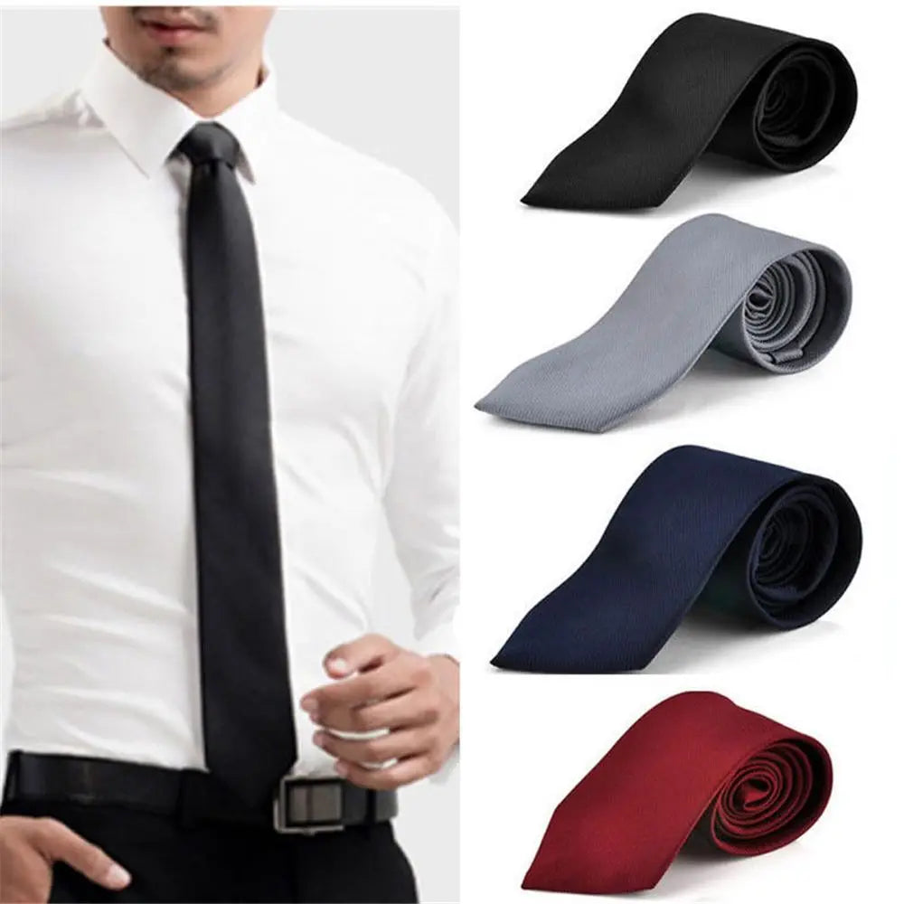 Men's Slim Solid Skinny Necktie – Faux Silk Wedding & Party Tie Men's Necktie Axl