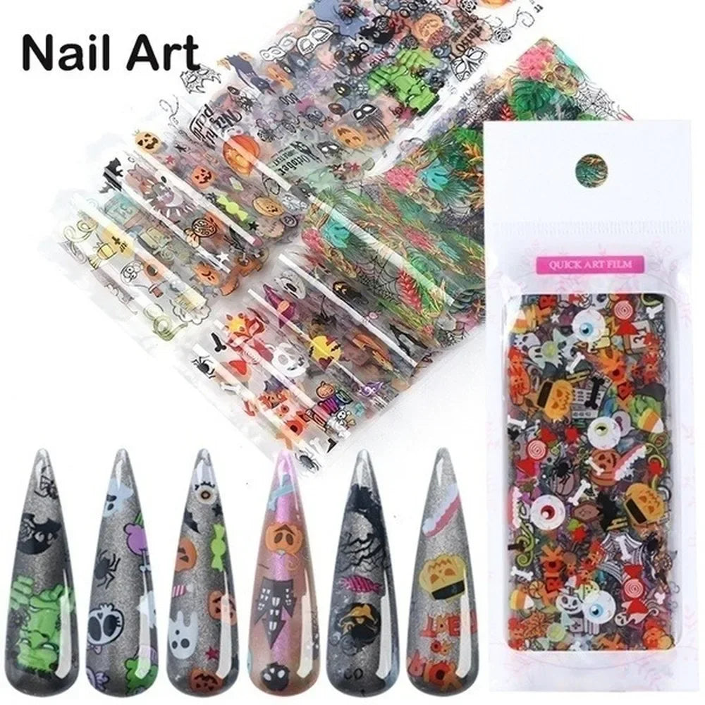 Holographic Nail Art Stickers – Christmas & Halloween 3D Decals Nail Art Stickers Axl