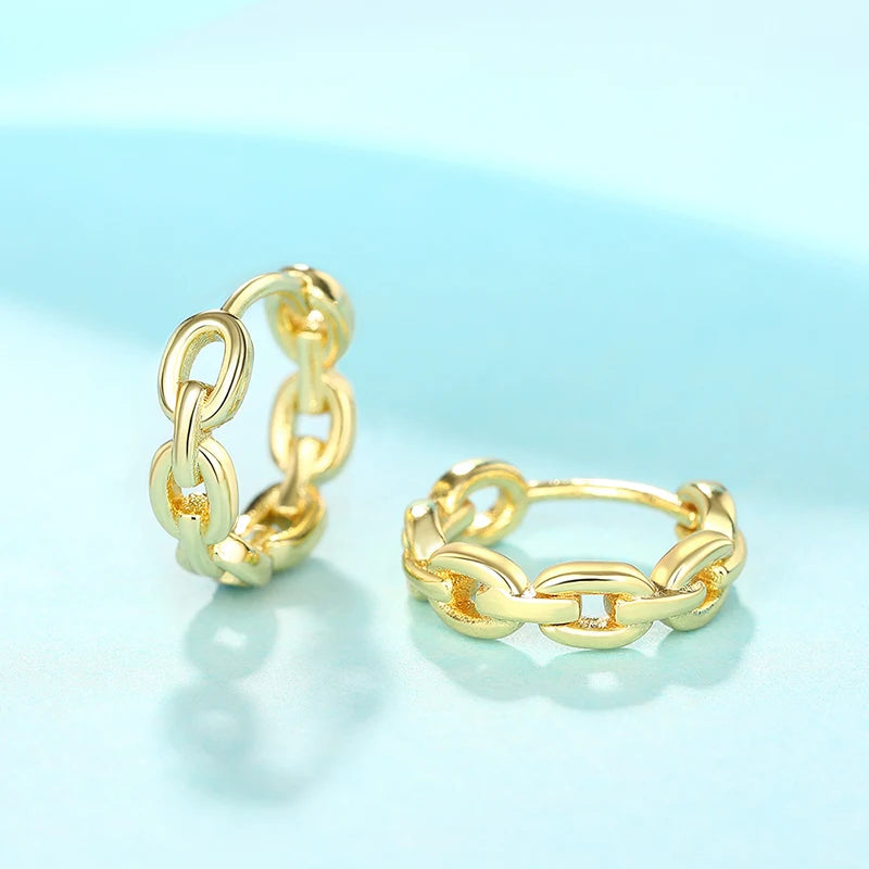 Huitan Gold Chain Hoop Earrings – Geometric Women's Jewelry Hoop Earrings Axl E3417 as pictures