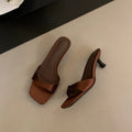 Women's Open Toe Silk Slide Slippers – Elegant Low Heel Mules Slide Slippers Axl Coffee 35