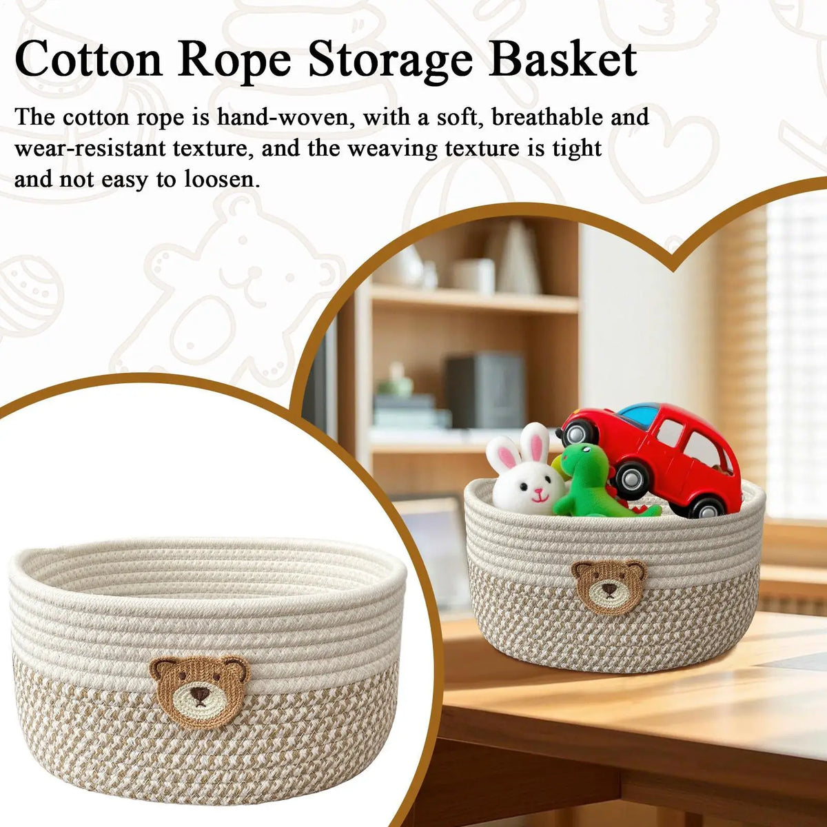 Small Woven Cotton Rope Storage Basket – Bedroom & Nursery Woven Storage Basket Axl