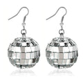 70s Disco Ball Dangle Earrings – Silver Retro Drop Earrings Dangle Earrings Axl 1Pair