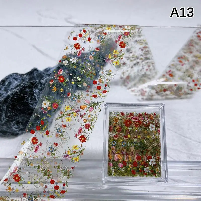 Floral Rose Nail Transfer Foil Stickers – DIY Nail Art Wraps Nail Art Stickers Axl A13