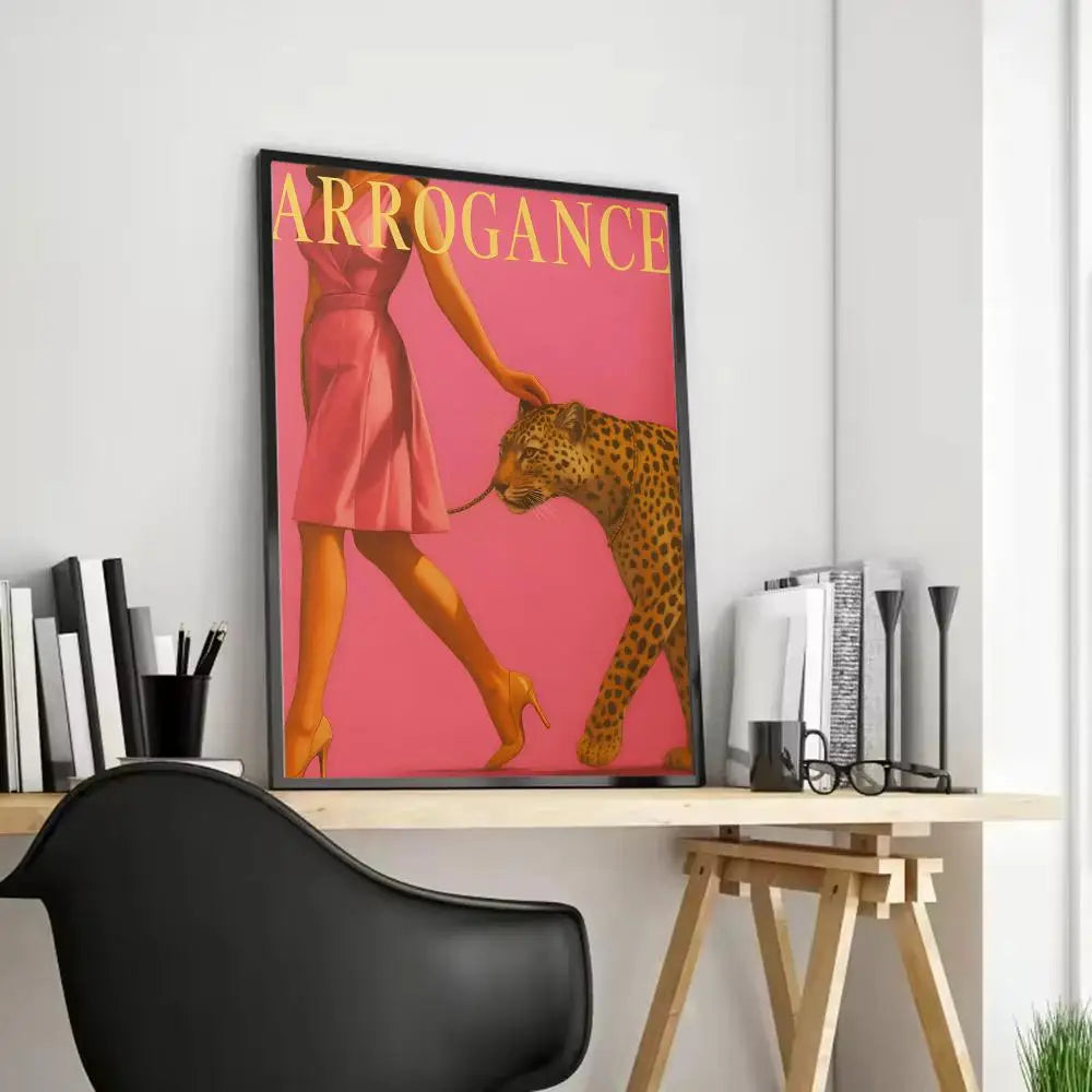 Women & Leopard Canvas Wall Art – Unframed Poster | Home Decor Canvas Wall Art Axl