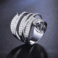Huitan Cubic Zirconia Wide Band Ring – Luxury Party Jewelry Fashion Statement Ring Axl T0403 7