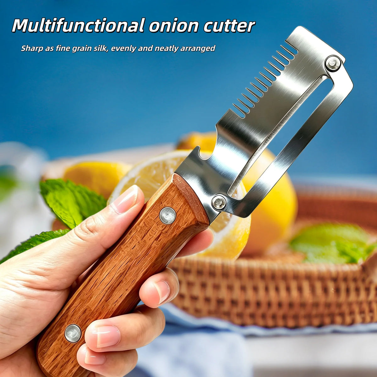 3-in-1 Oak Handle Stainless Steel Peeler for Fruit & Veg Fruit Peeler Knife Axl