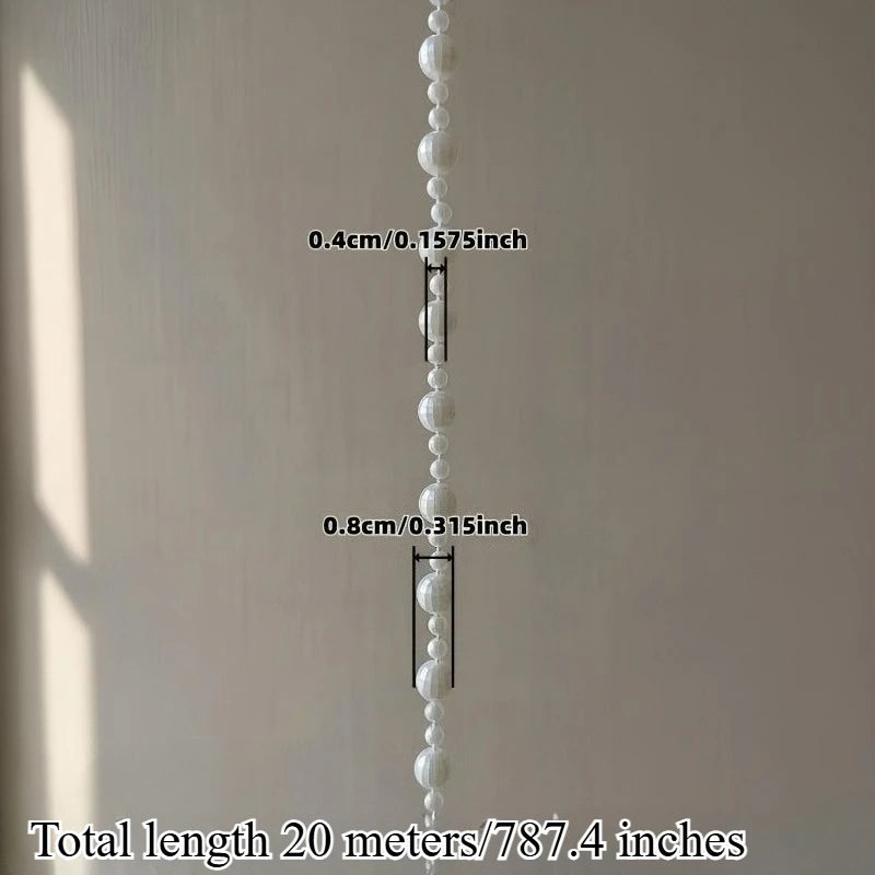 20m White Shiny Bead String Garland – Holiday Home Decor Decorative Bead Garland Axl