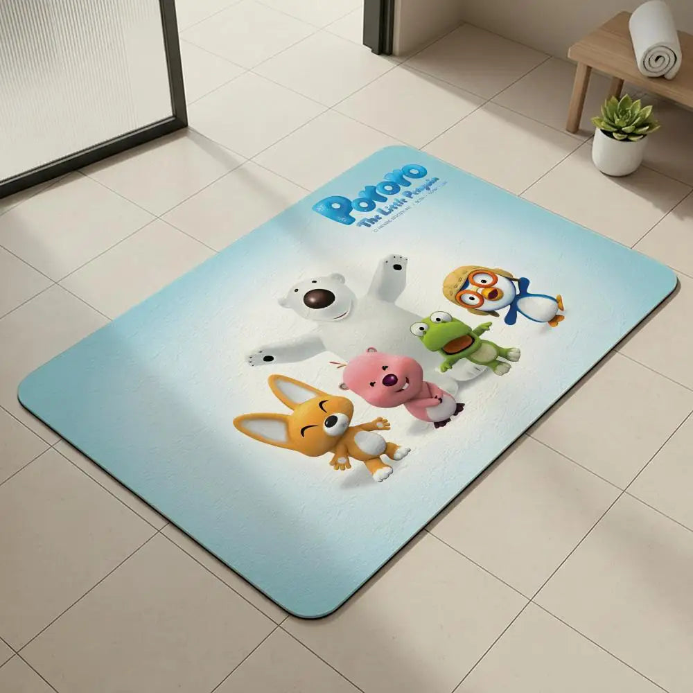 Pororo Penguin Diatomite Bath Mat – Quick Dry & Non-Slip Diatomite Bath Mat Axl White3 30x45cm