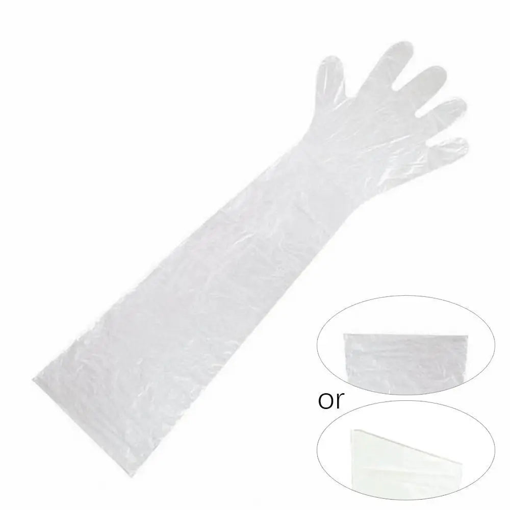 50PCS Disposable Long Arm Vet Gloves – 90cm PE Farm Gloves Veterinary Gloves Axl