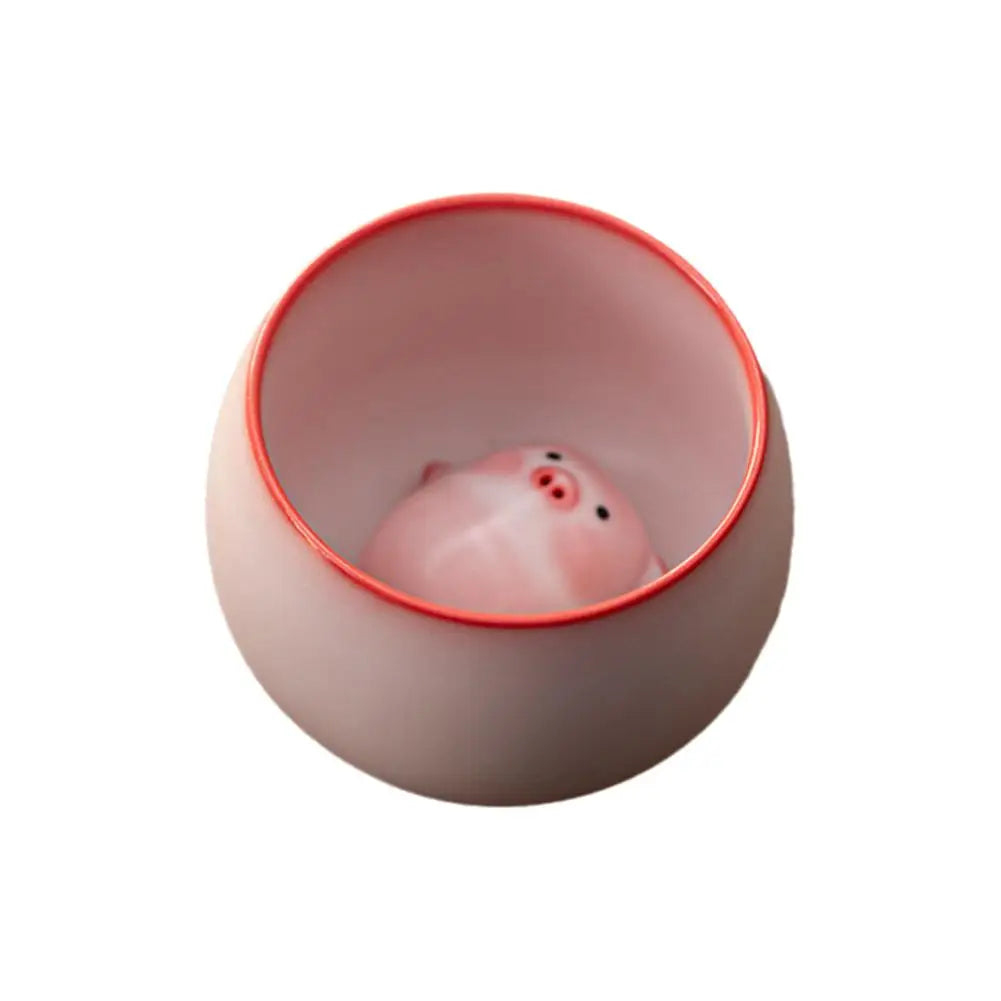 Ceramic Bubble-Blowing Pig Tea Cup Set – Fun Tea Pet Gift Novelty Tea Cup Set Axl plum