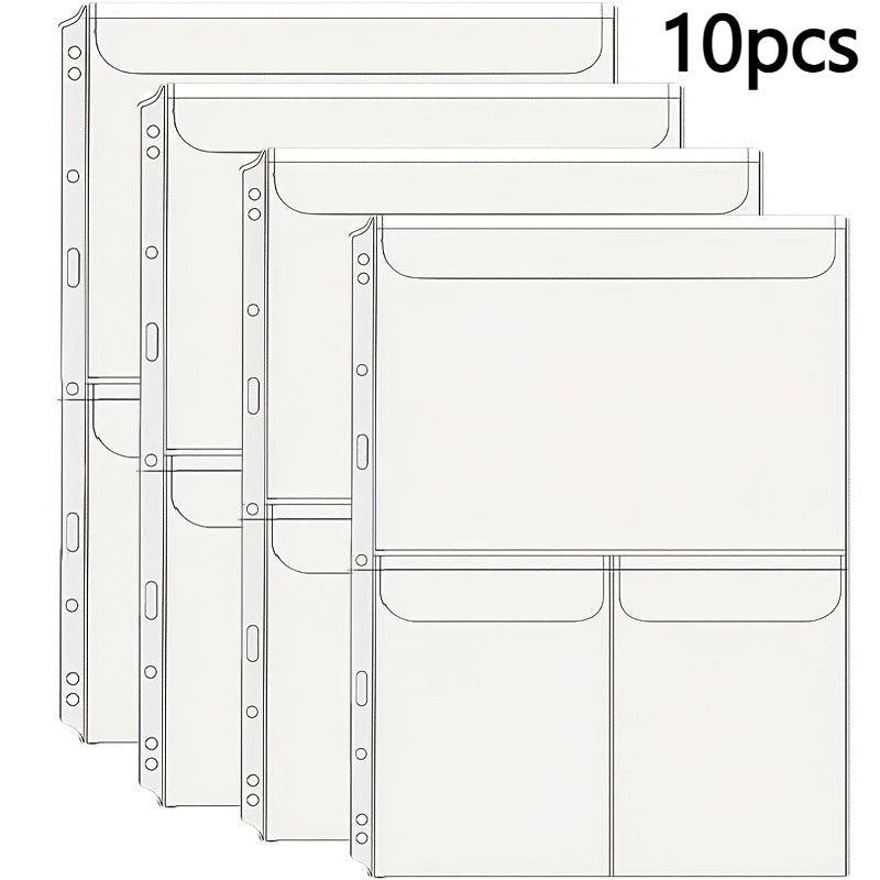 10-Pack A4 Folder Pockets – No-Zip Cash Envelopes & Budget Binder Folder Pocket Set Axl 10pcs-Three pockets