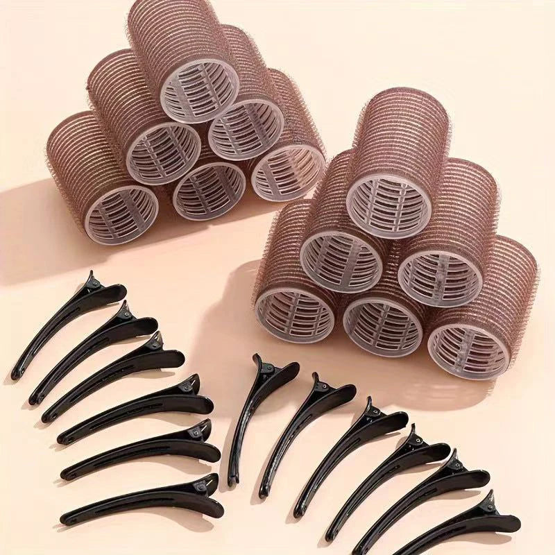 Self-Grip Hair Rollers 12Pc + Clips – No-Heat DIY Curlers Hair Rollers Set Axl