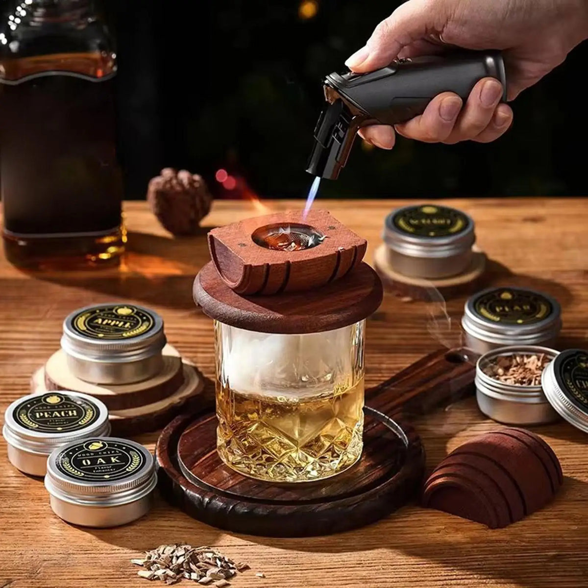 Wooden Whiskey Smoker & Cocktail Spirits Infuser Bar Tool Cocktail Smoker Infuser Axl