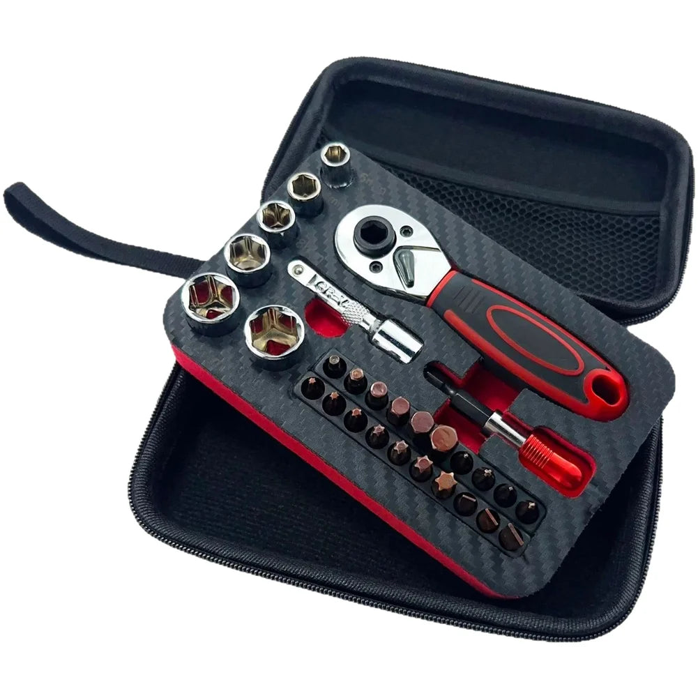 1/4" Dual-Drive Ratchet Socket Wrench Set – 29-Piece Kit Ratchet Socket Set Axl