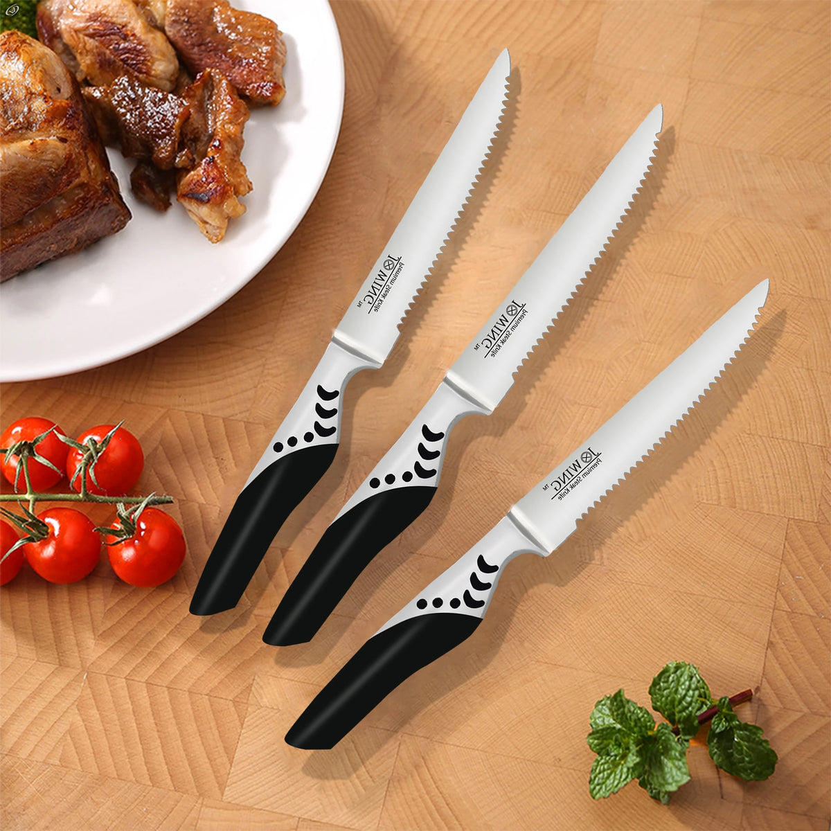 Serrated Steak Knives Set – 1.4116 German Steel Blade Steak Knife Set Axl
