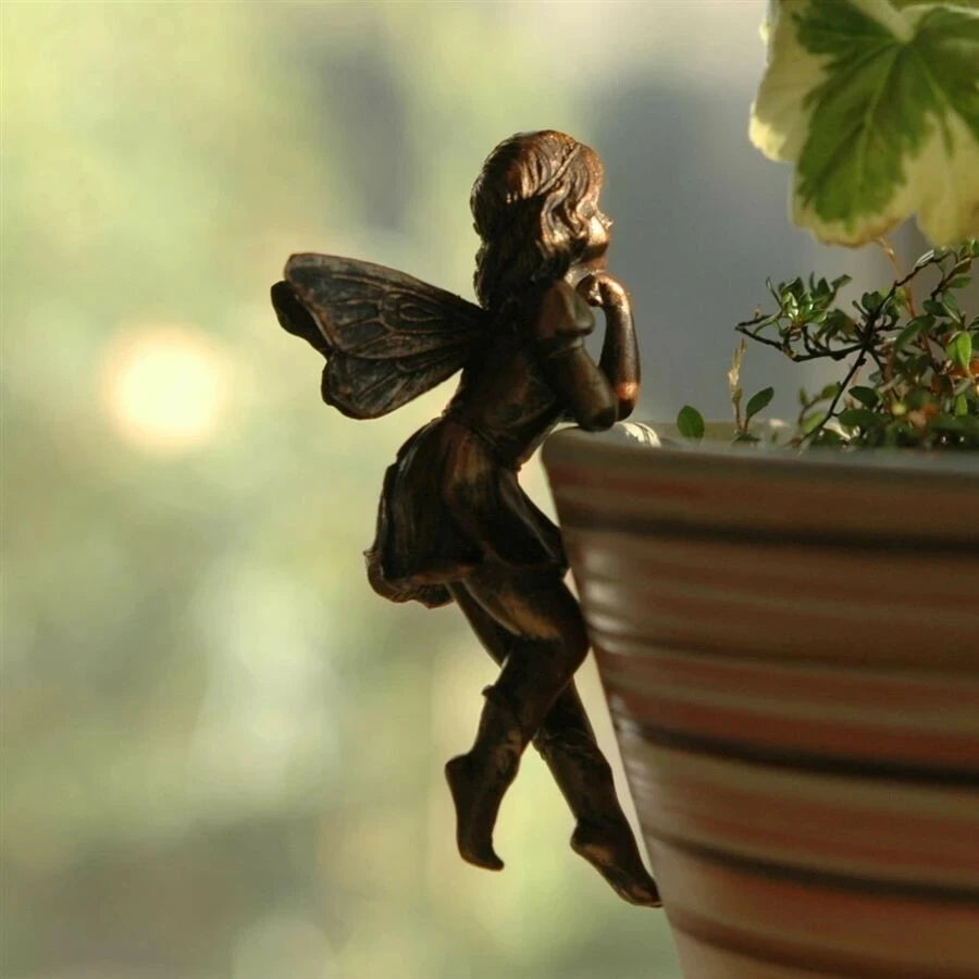 Fairy Angel Pot Hugger Resin Figurine – Garden Cup Hanger Garden Resin Figurine Axl