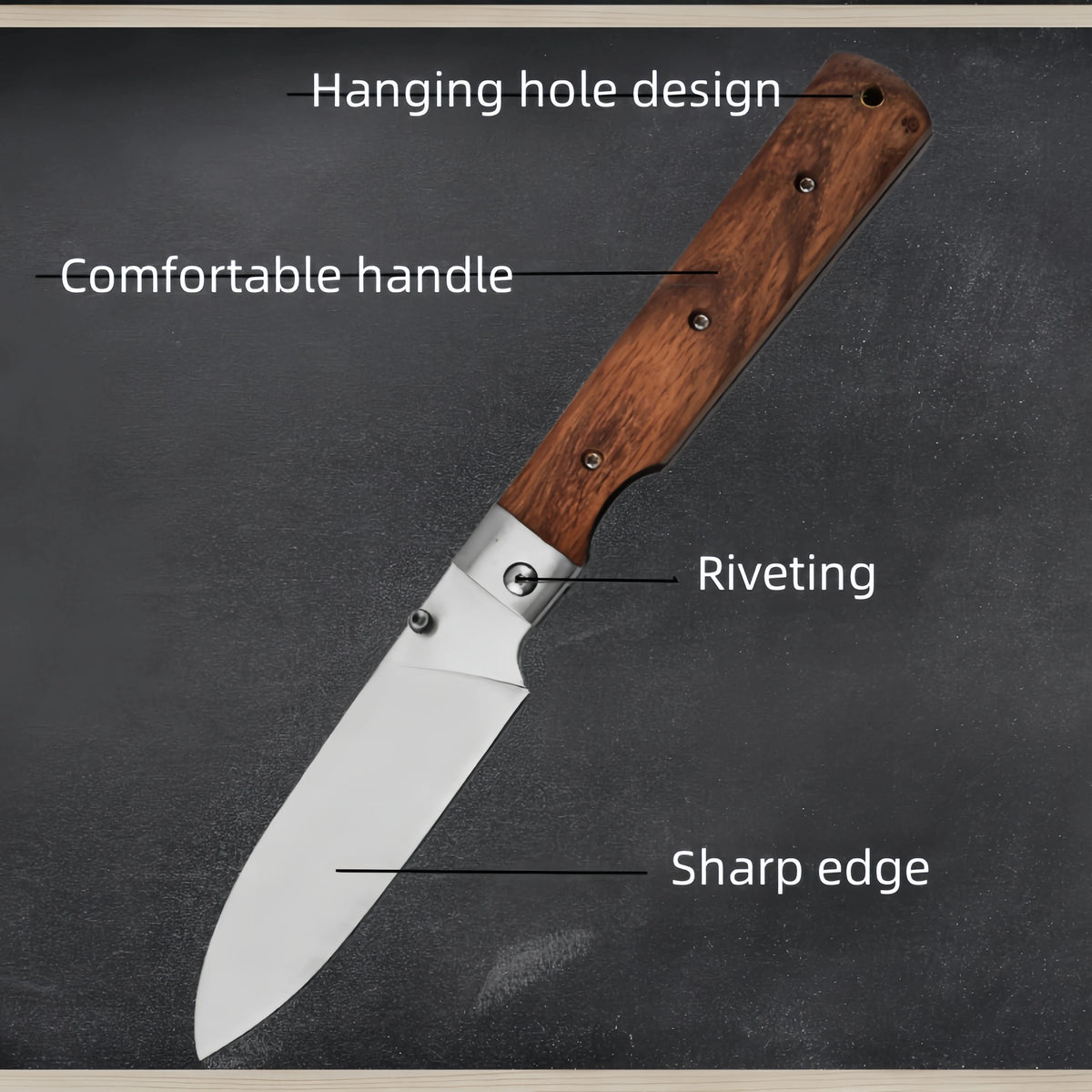 COOKCRAZE Folding Bread Knife | 440A Stainless Steel Rosewood Folding Pocket Knife Axl