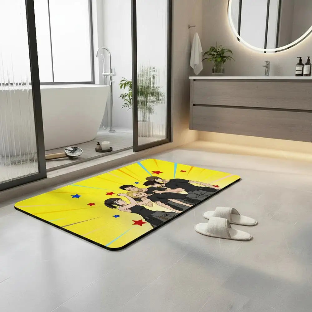 Anime Fire Force Diatomite Bath Mat – Quick Dry Non-Slip Diatomite Bath Mat Axl