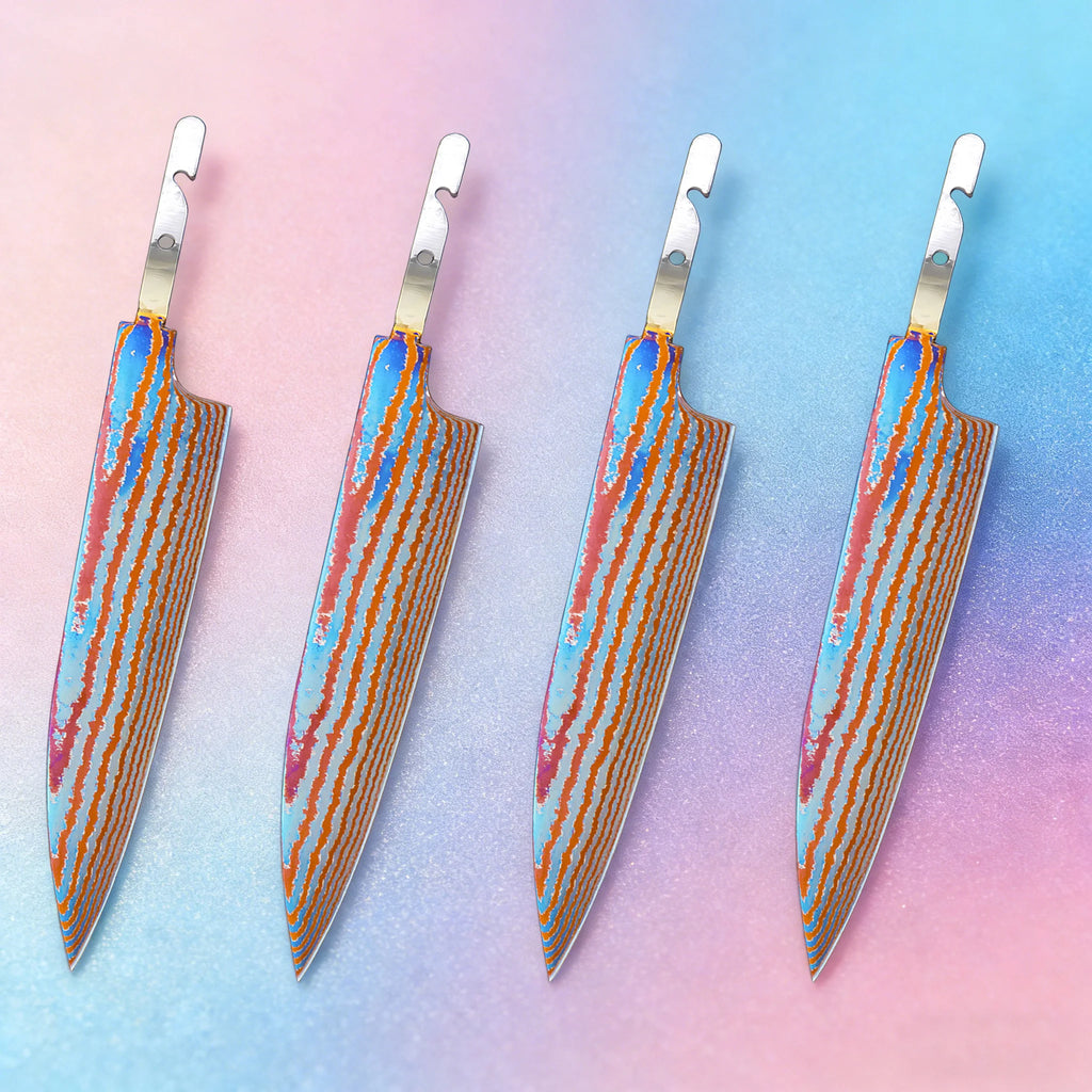 Damascus Titanium Kitchen Knife Blade | DIY Replacement 1–5 Pcs Knife Blade Axl Knife Blade-4PCS