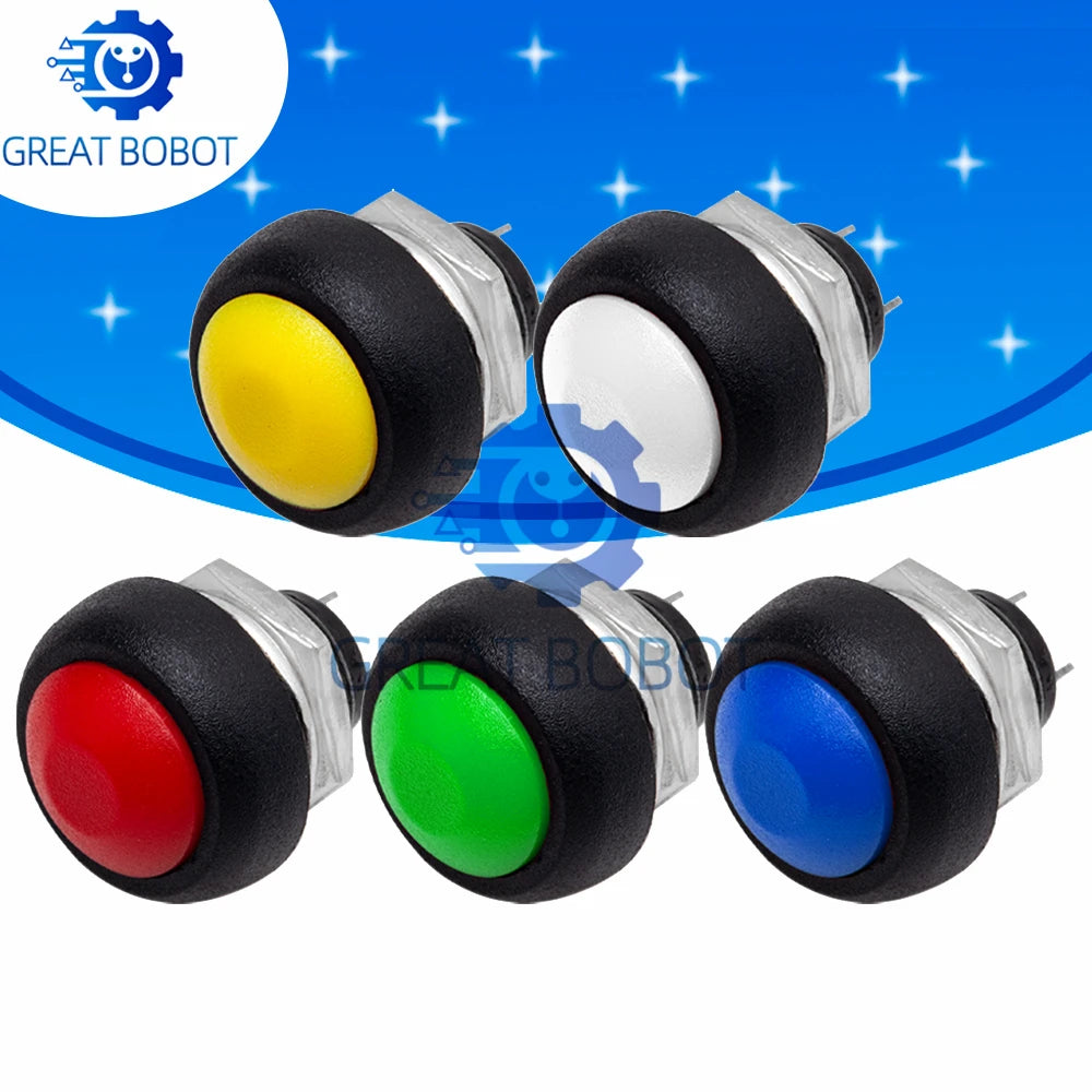 5-Pack 12mm Waterproof Momentary Push Button Switch PBS-33B Push Button Switch Axl