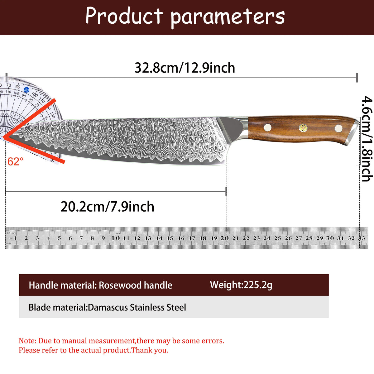 Damascus Steel Chef Knife – Sharp Kitchen Slicing Knife Damascus Chef Knife Axl