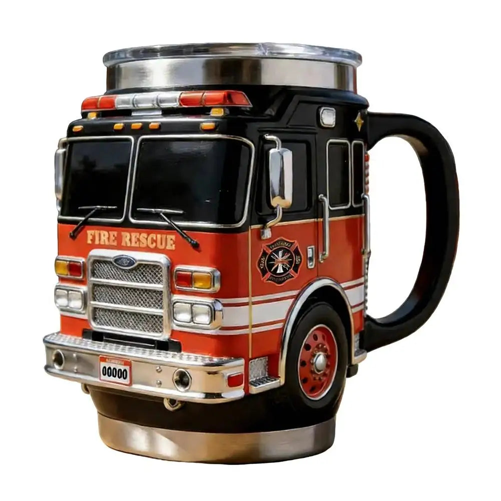 Fire Truck Novelty Coffee Mug – Resin & Stainless Steel Novelty Coffee Mug Axl A 201-300ml