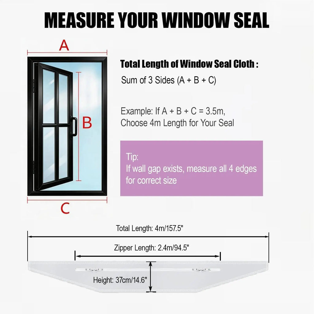 AC Window Seal Kit – No-Drill HVAC Vent Insulation with Zippers AC Window Seal Kit Axl