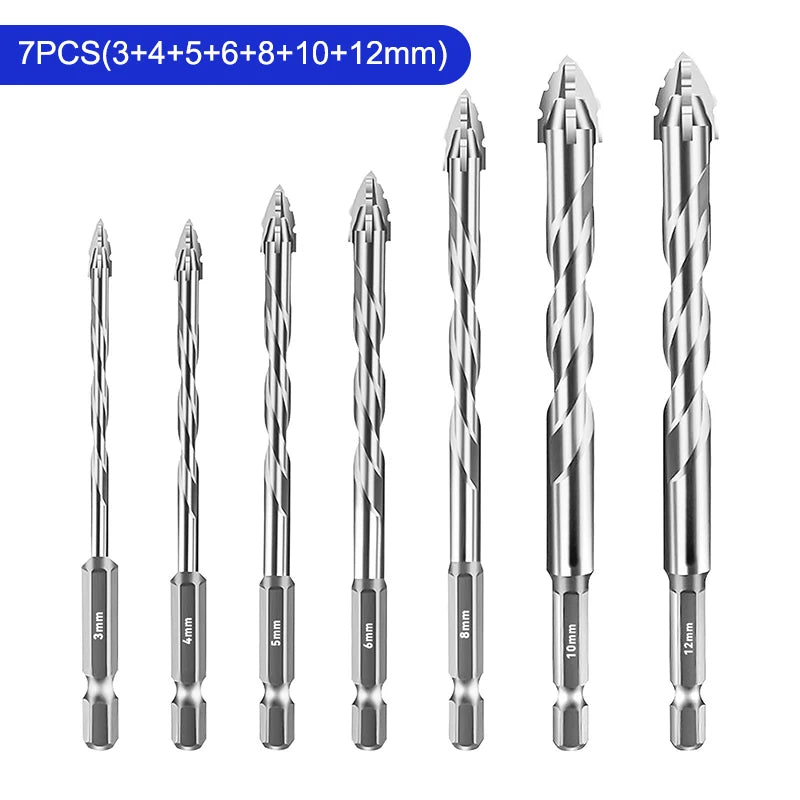 7-Pc Tungsten Steel Drill Bit Set – Tile, Glass & Concrete Drill Bit Set Axl 7PCS