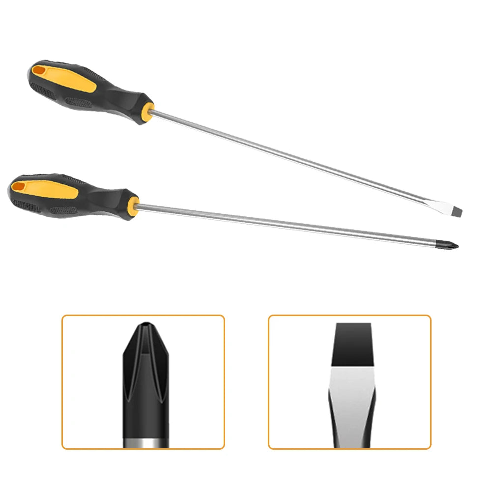 250mm Magnetic Screwdriver – Slotted & Cross Head, Rubber Grip Magnetic Screwdriver Axl