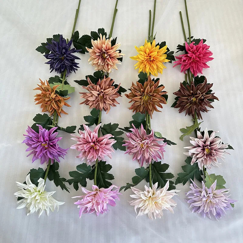 5-Pack Large Dahlia Artificial Flowers – Real Touch Stems Artificial Flower Stems Axl