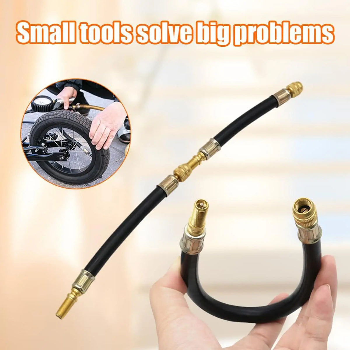 Tire Valve Stem Extender – Brass & Rubber for Cars, Bikes & Trucks Valve Stem Extender Axl
