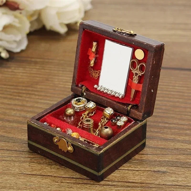 1:12 Miniature Wooden Jewelry Box – Retro Dollhouse Furniture Dollhouse Miniature Axl