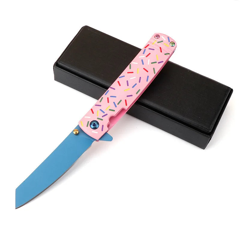 Colorful Folding Keychain Knife – Mini Stainless Steel EDC Blade Folding Pocket Knife Axl Knife with cover China Mainland